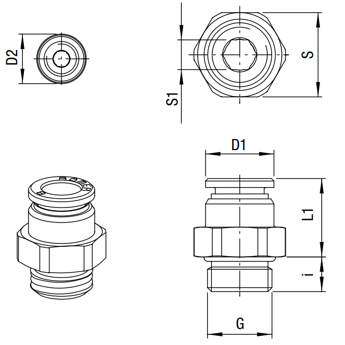 Straight Adaptor 951M-12-3/8 AVS Romer / Roemer 340025