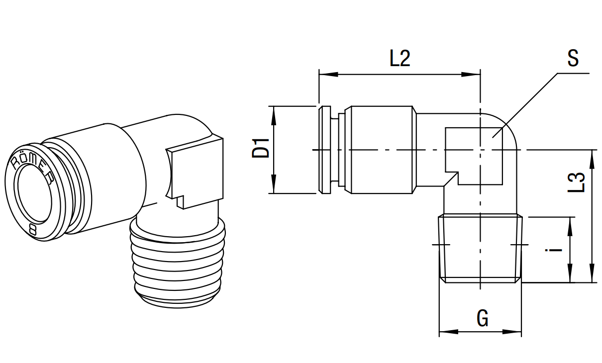 Elbow Adaptor 950M-10-D1/2K AVS Romer / Roemer 341023