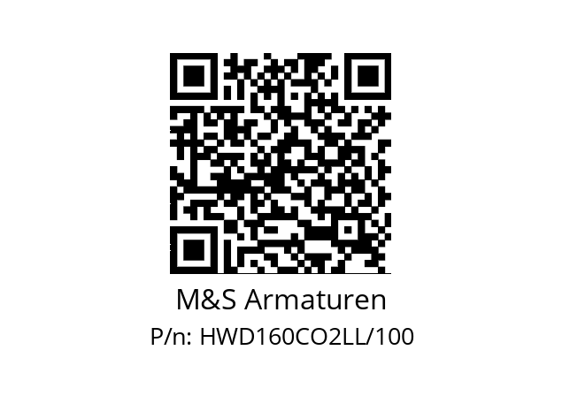   M&S Armaturen HWD160CO2LL/100