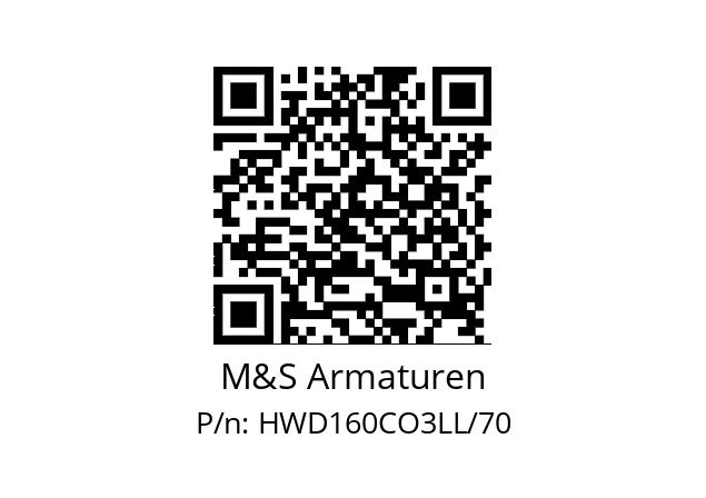   M&S Armaturen HWD160CO3LL/70