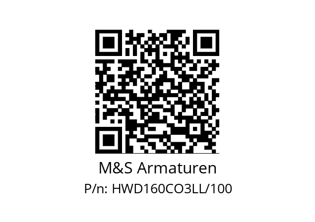   M&S Armaturen HWD160CO3LL/100