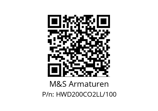   M&S Armaturen HWD200CO2LL/100