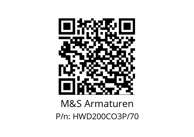   M&S Armaturen HWD200CO3P/70