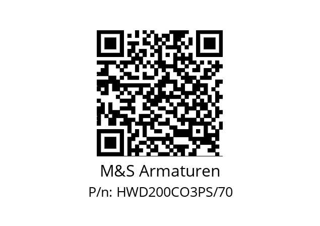   M&S Armaturen HWD200CO3PS/70