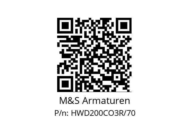   M&S Armaturen HWD200CO3R/70