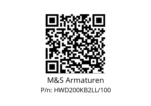   M&S Armaturen HWD200KB2LL/100