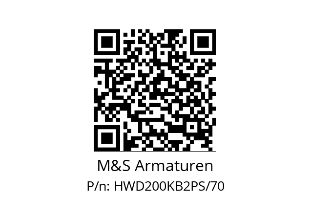   M&S Armaturen HWD200KB2PS/70