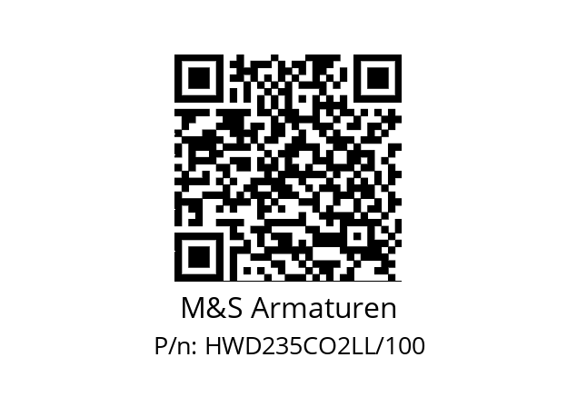   M&S Armaturen HWD235CO2LL/100