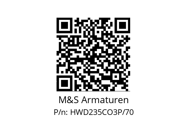   M&S Armaturen HWD235CO3P/70