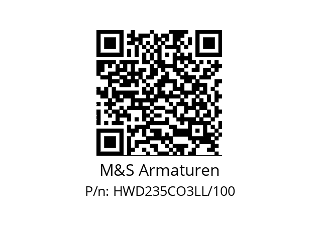   M&S Armaturen HWD235CO3LL/100