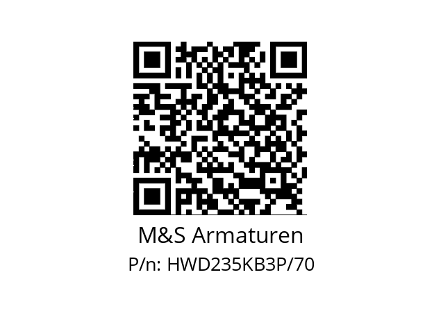   M&S Armaturen HWD235KB3P/70