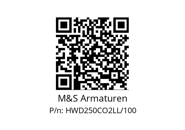   M&S Armaturen HWD250CO2LL/100