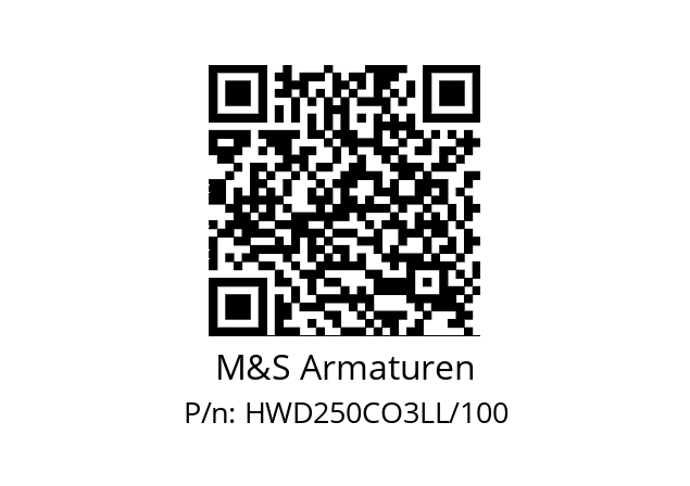   M&S Armaturen HWD250CO3LL/100