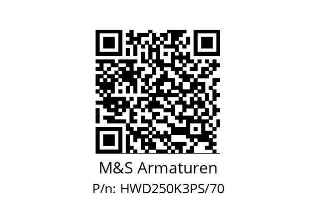   M&S Armaturen HWD250K3PS/70