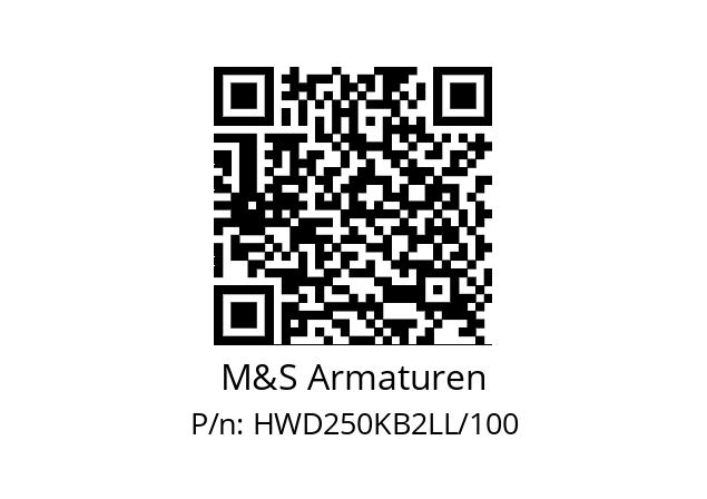   M&S Armaturen HWD250KB2LL/100