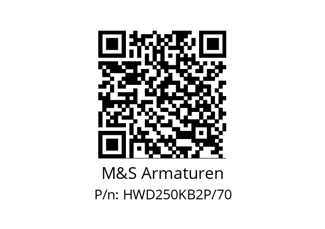   M&S Armaturen HWD250KB2P/70