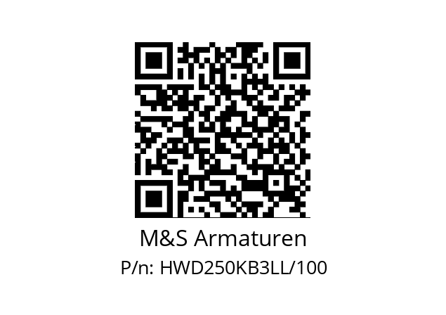   M&S Armaturen HWD250KB3LL/100