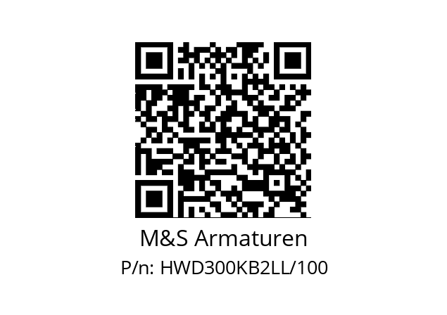   M&S Armaturen HWD300KB2LL/100