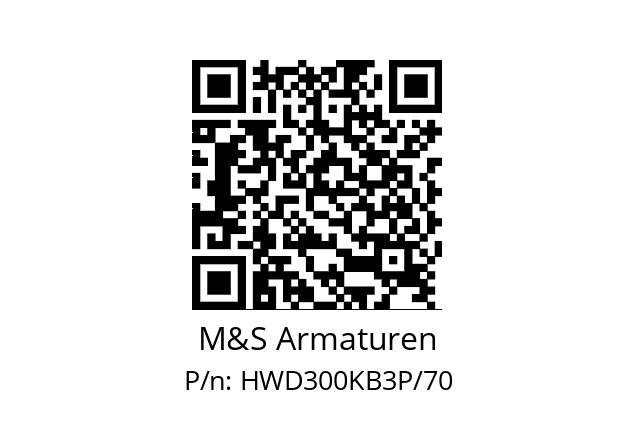   M&S Armaturen HWD300KB3P/70