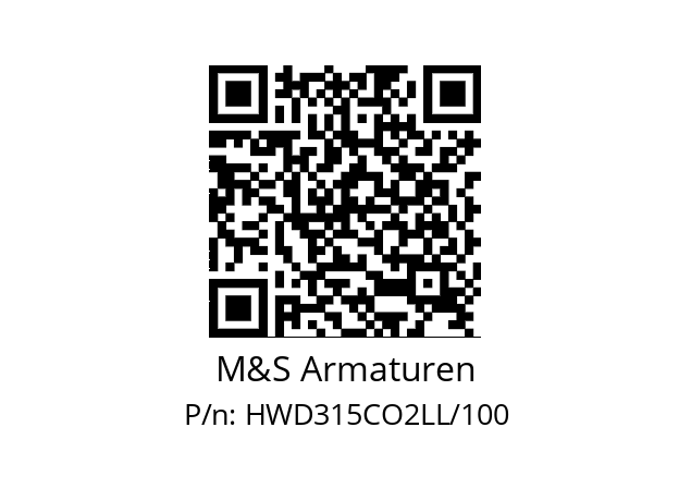   M&S Armaturen HWD315CO2LL/100