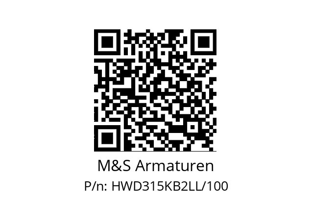   M&S Armaturen HWD315KB2LL/100