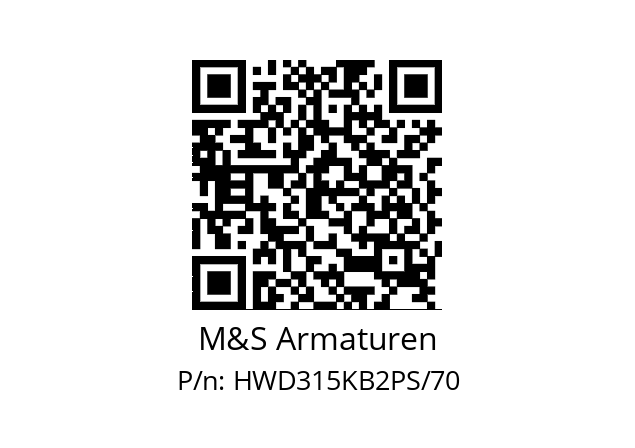   M&S Armaturen HWD315KB2PS/70