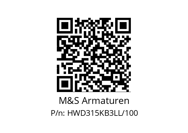   M&S Armaturen HWD315KB3LL/100