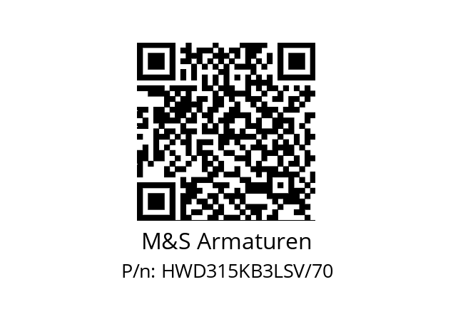   M&S Armaturen HWD315KB3LSV/70