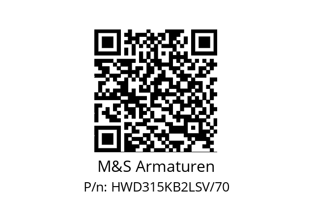   M&S Armaturen HWD315KB2LSV/70