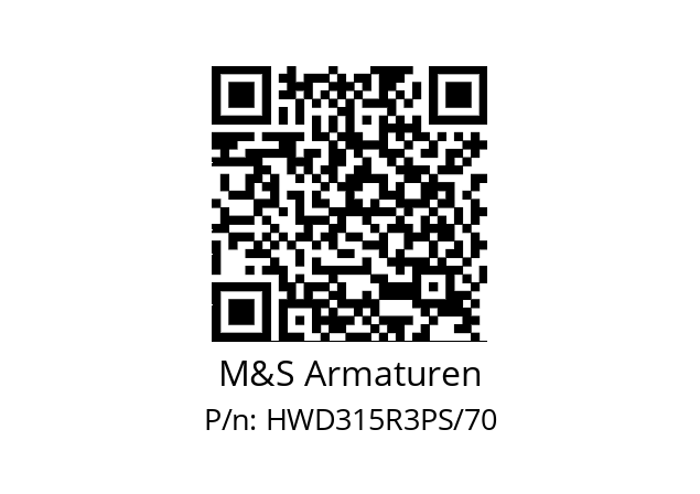   M&S Armaturen HWD315R3PS/70