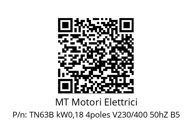   MT Motori Elettrici TN63B kW0,18 4poles V230/400 50hZ B5