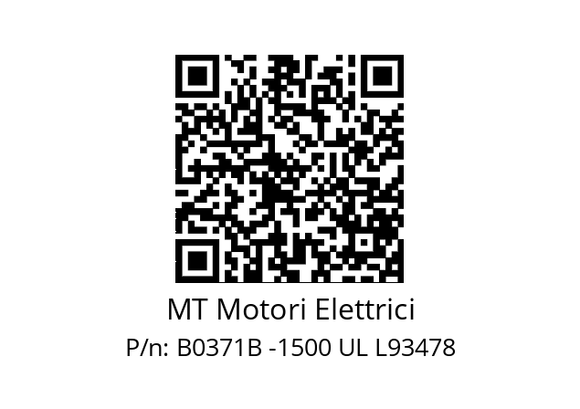   MT Motori Elettrici B0371B -1500 UL L93478