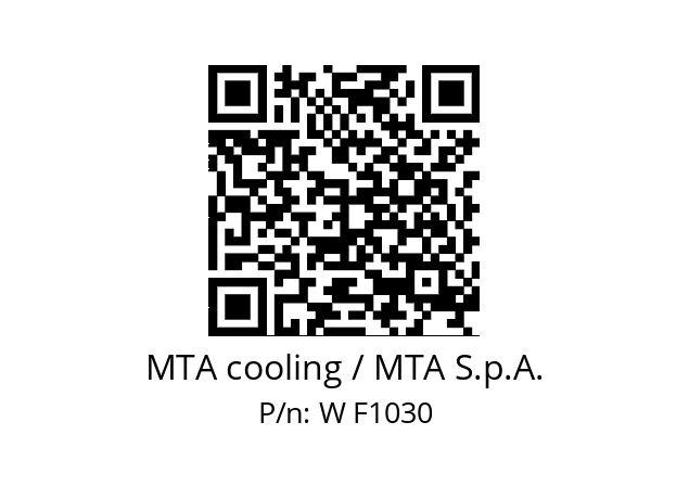   MTA cooling / MTA S.p.A. W F1030