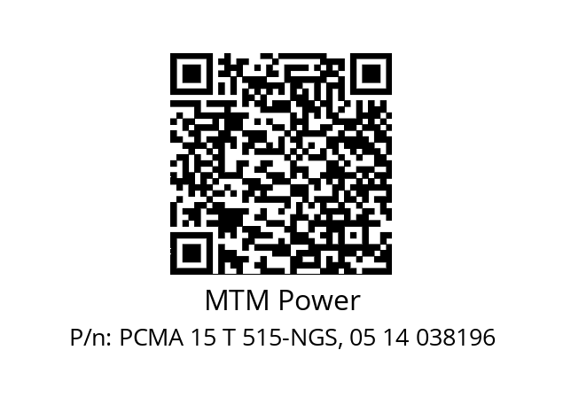   MTM Power PCMA 15 T 515-NGS, 05 14 038196