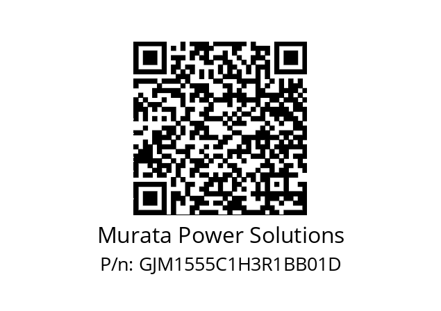   Murata Power Solutions GJM1555C1H3R1BB01D