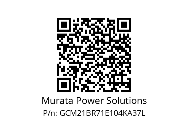   Murata Power Solutions GCM21BR71E104KA37L