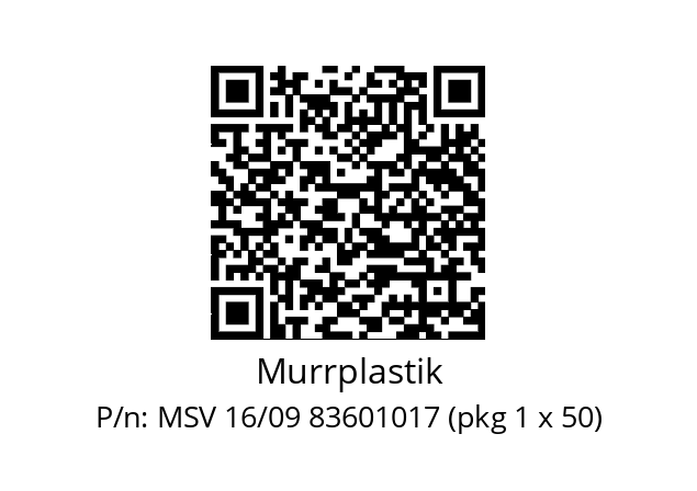   Murrplastik MSV 16/09 83601017 (pkg 1 x 50)