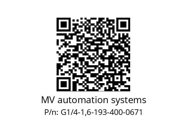  G1/4-1,6-193-400-0671 MV automation systems G1/4-1,6-193-400-0671