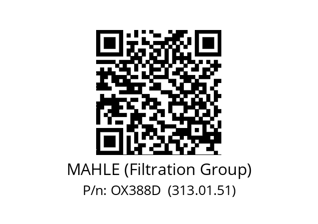   MAHLE (Filtration Group) OX388D  (313.01.51)