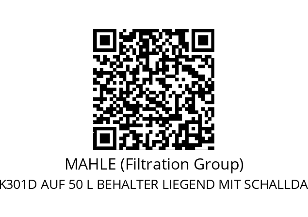   MAHLE (Filtration Group) MKK301D AUF 50 L BEHALTER LIEGEND MIT SCHALLDAMMBOX