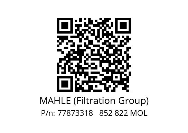   MAHLE (Filtration Group) 77873318   852 822 MOL