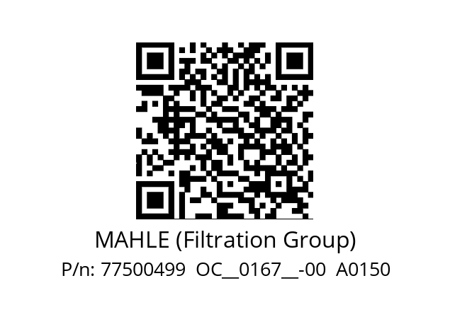   MAHLE (Filtration Group) 77500499  OC__0167__-00  A0150