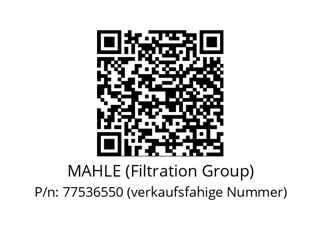   MAHLE (Filtration Group) 77536550 (verkaufsfahige Nummer)