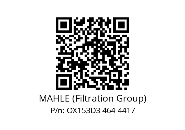   MAHLE (Filtration Group) OX153D3 464 4417