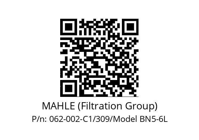   MAHLE (Filtration Group) 062-002-C1/309/Model BN5-6L