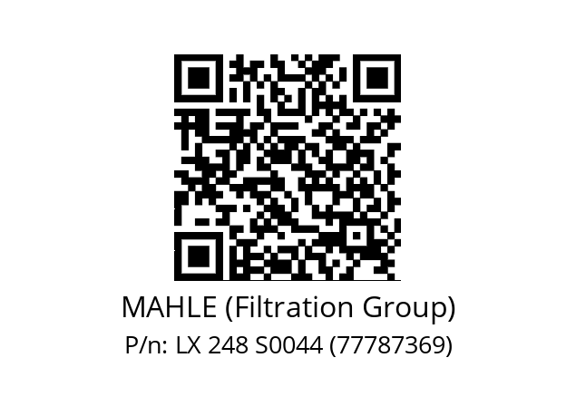   MAHLE (Filtration Group) LX 248 S0044 (77787369)