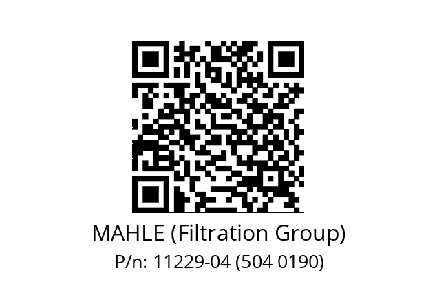   MAHLE (Filtration Group) 11229-04 (504 0190)