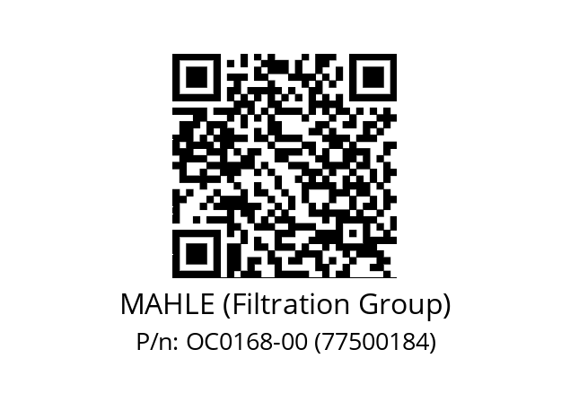   MAHLE (Filtration Group) OC0168-00 (77500184)