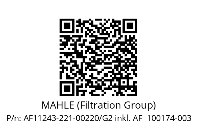   MAHLE (Filtration Group) AF11243-221-00220/G2 inkl. AF  100174-003