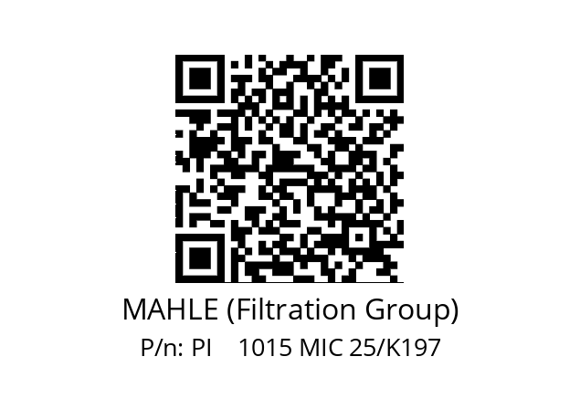   MAHLE (Filtration Group) PI    1015 MIC 25/K197